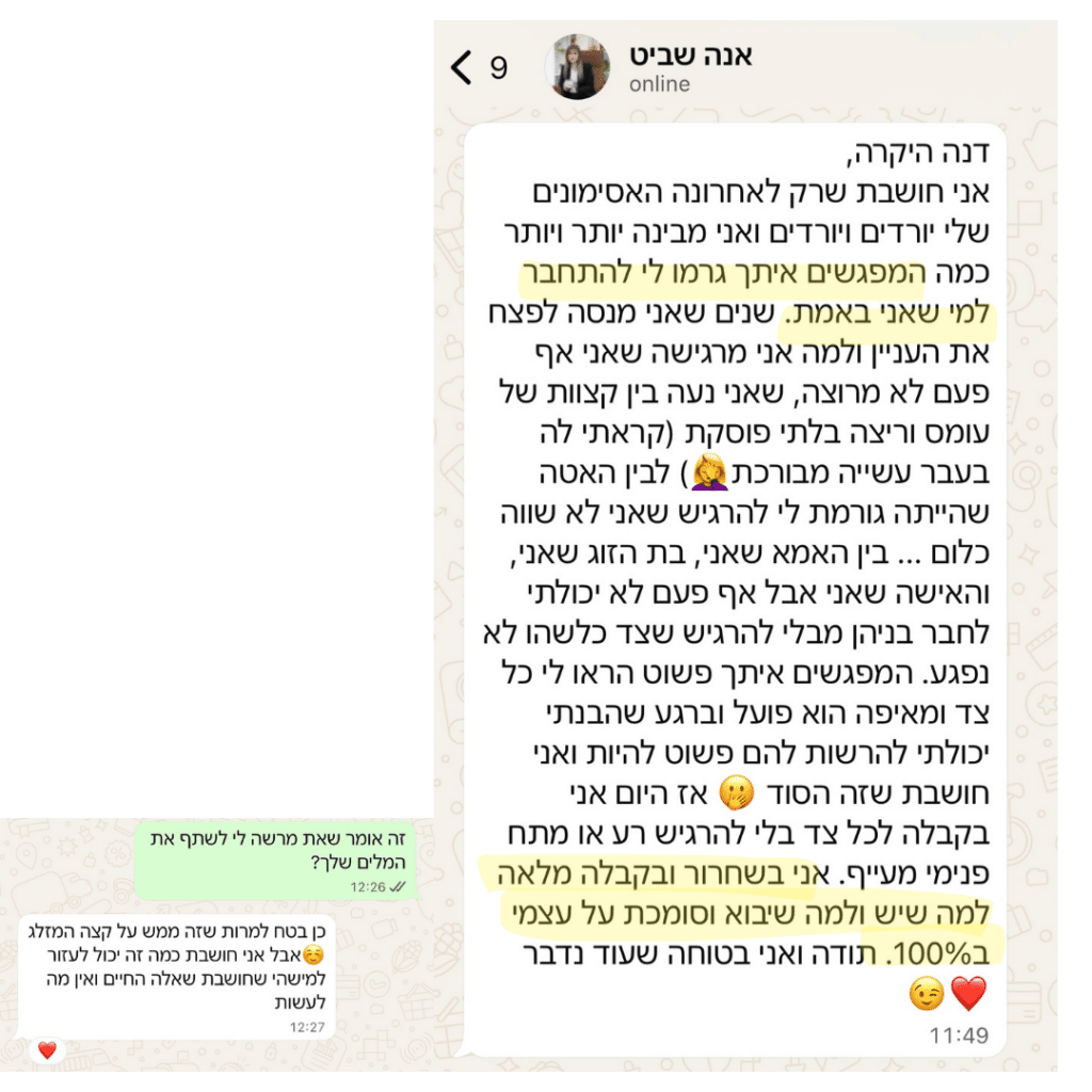 Inside out אנה שביט חוות דעת לליווי